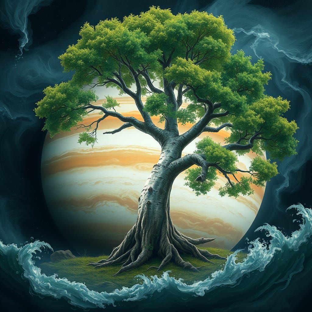 Jupiter's Majestic Birch Tree in a Whirlwind Vortex
