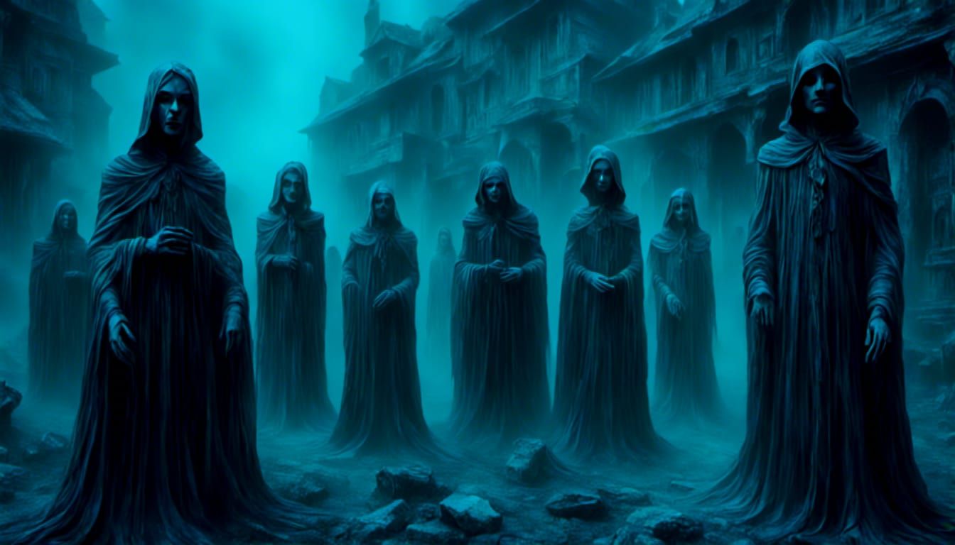 Eerie Scarecrows March to Red Boulder: Surreal Mandala