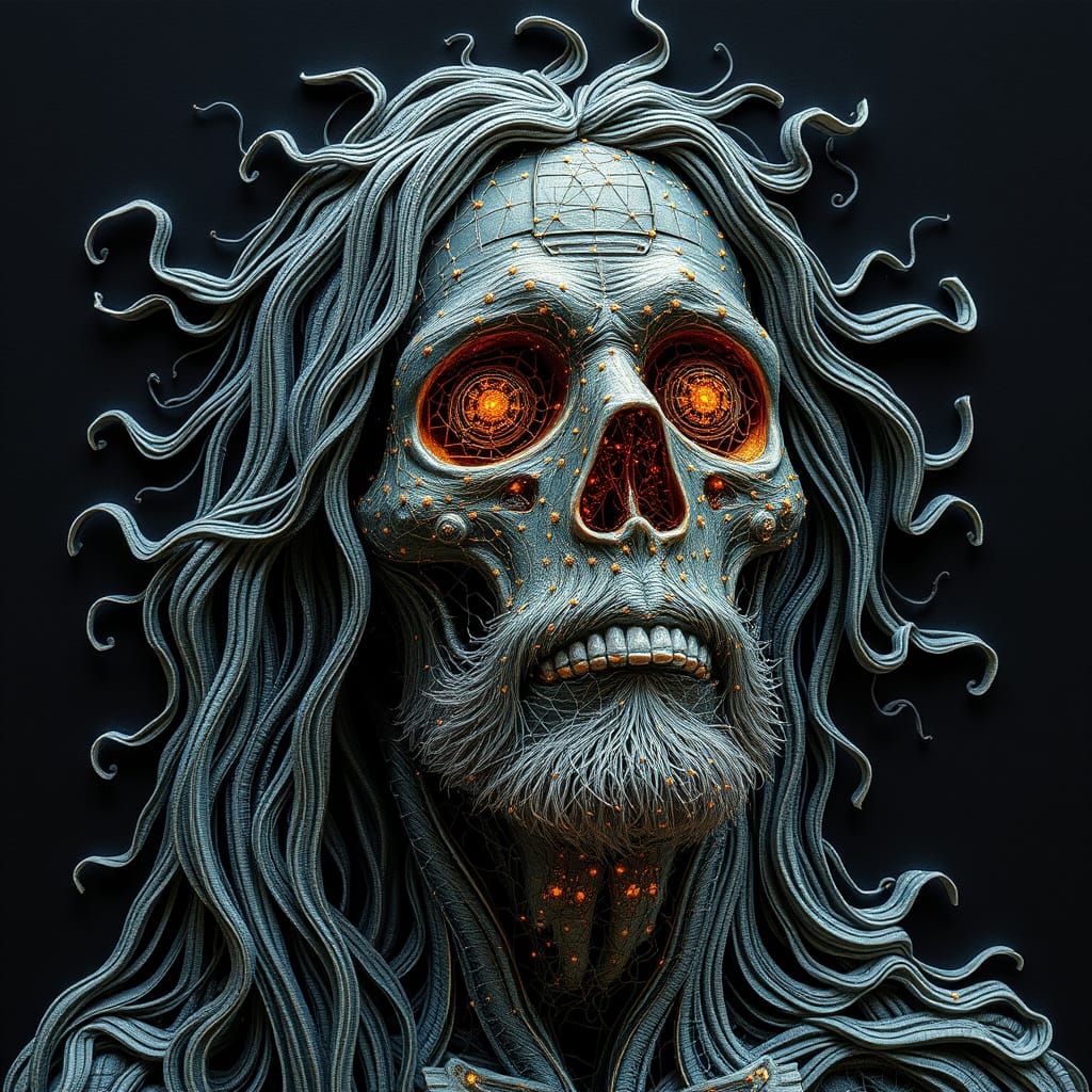 Vibrant Exorcistic Metaphorical Portrait with Pixelated Text...