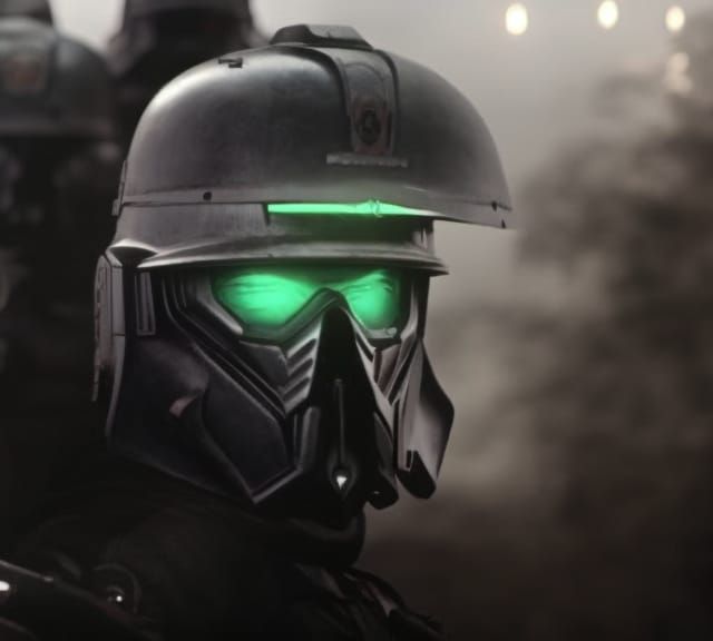 Futuristic Riot Trooper in Digital Matte Painting Style