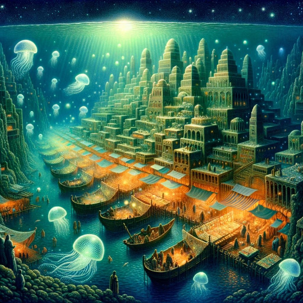 Atlantis Marketplace Alive with Bioluminescent Light