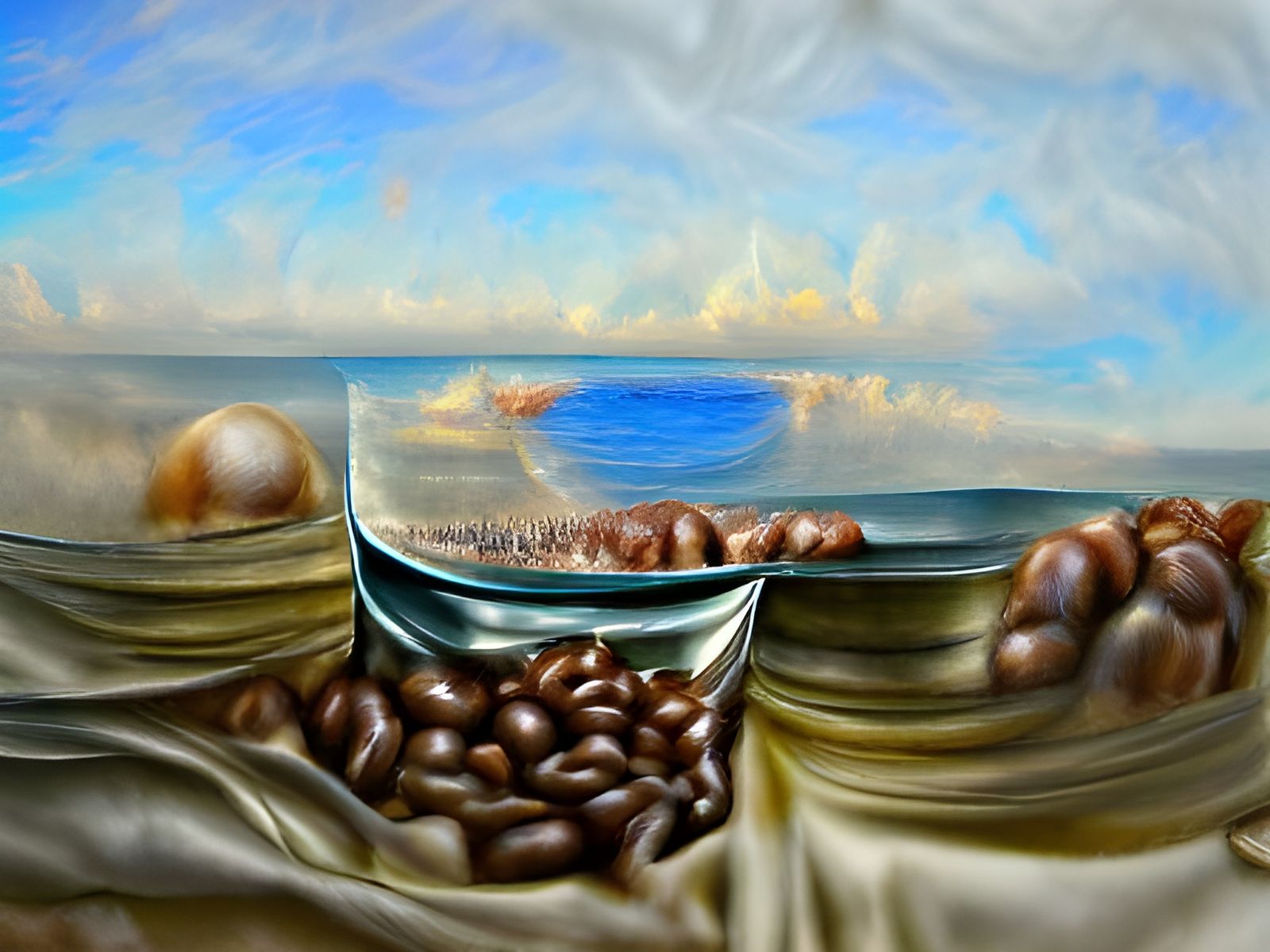 Seascape Coffee in Hyperrealistic Digital Art