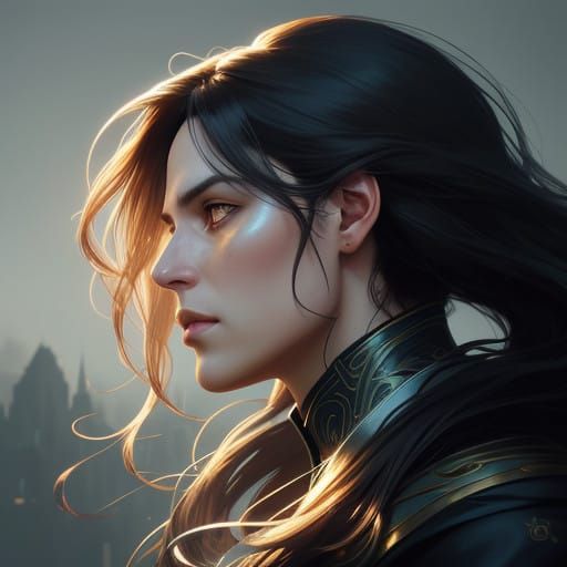 Ethereal Romance Portrait with Intricate Details in Triadic...