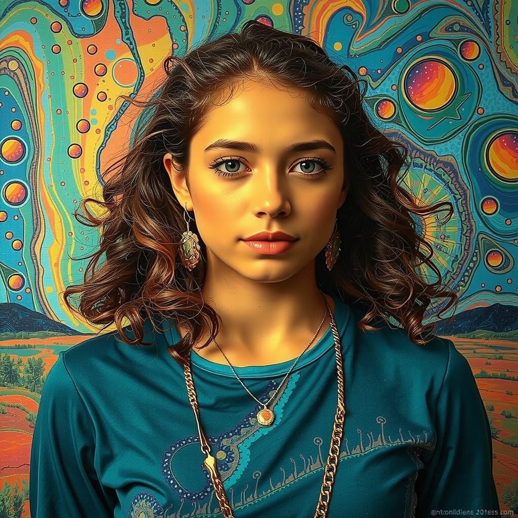 Silhouette Dissolving into Rainbow Waves: Psychedelic Digita...