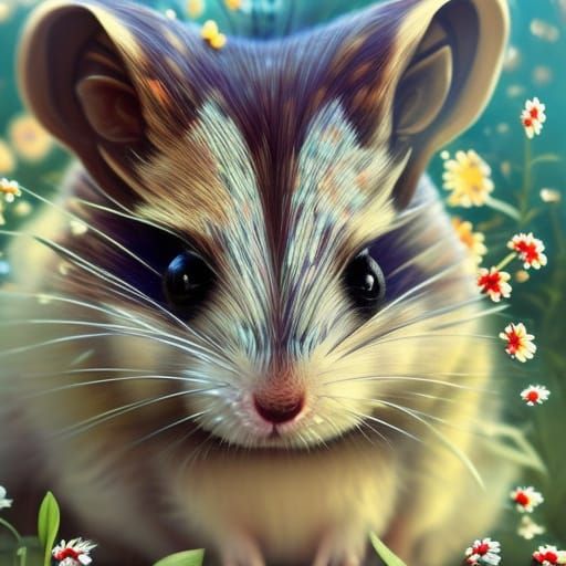 Star-Eyed Hamster Portrait in Hyperdetailed Style