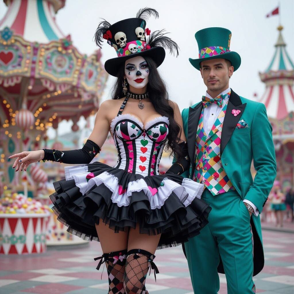 Surreal Goddess Clown in Wonderland Carnival, Murakami Style