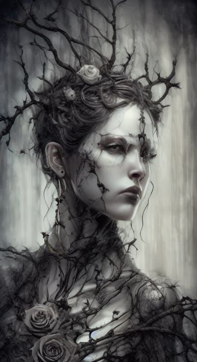 Beautiful Witch Portrait in Dark Fantasy Style