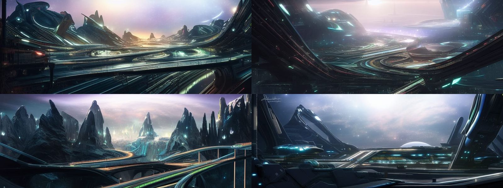 Majestic Spacedock at Night in Hyperrealistic 3D Landscape