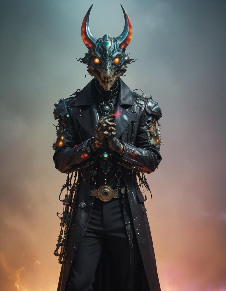 Neofuturistic Male Fashion in Red and Gray