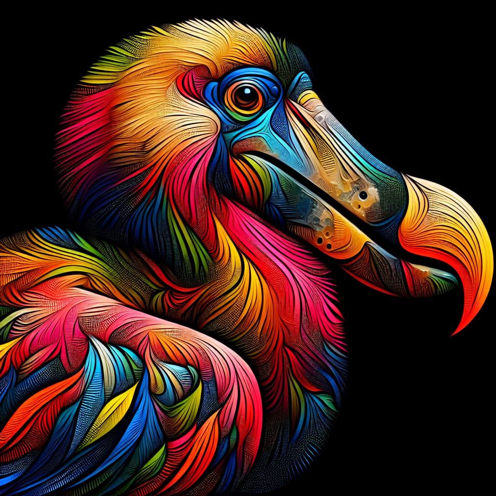 Dodo Bird Portrait in Abstract Style