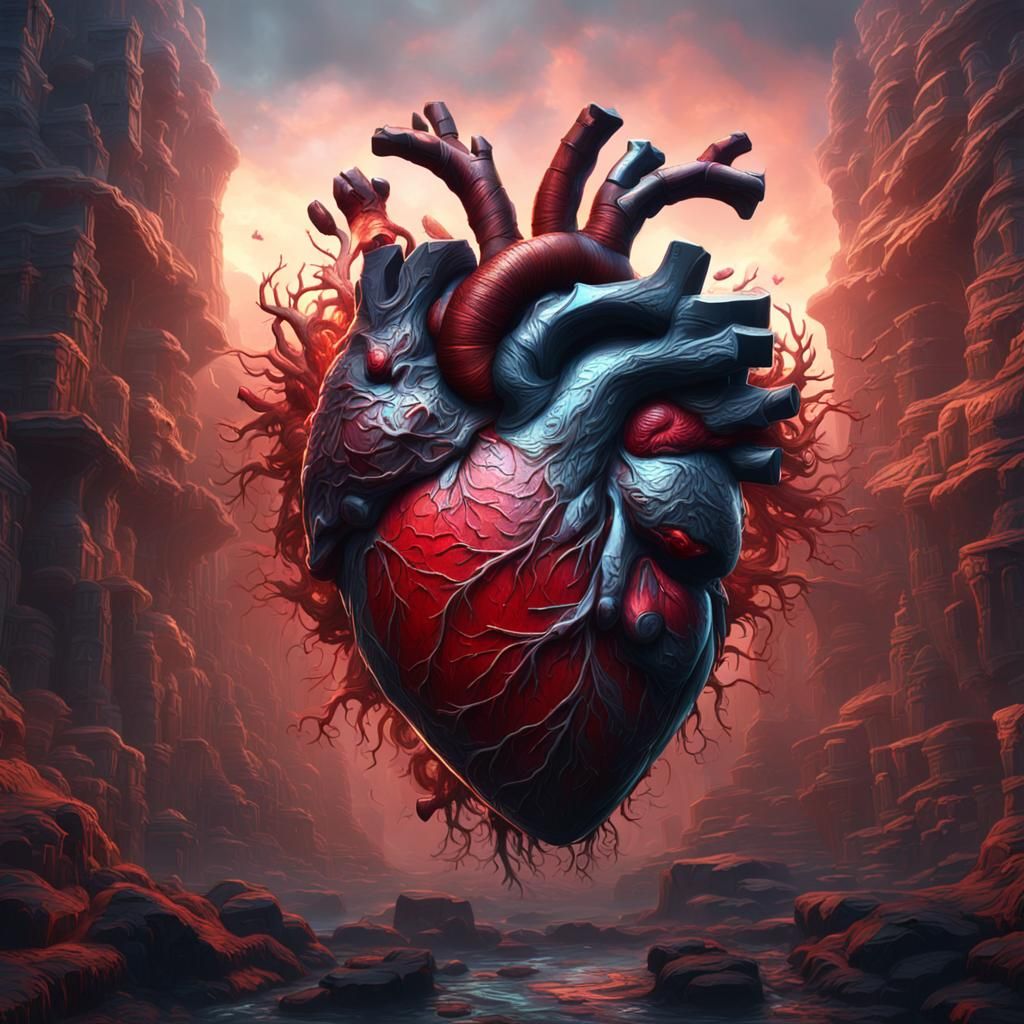 Fantastical Human Heart Detailed Matte Painting