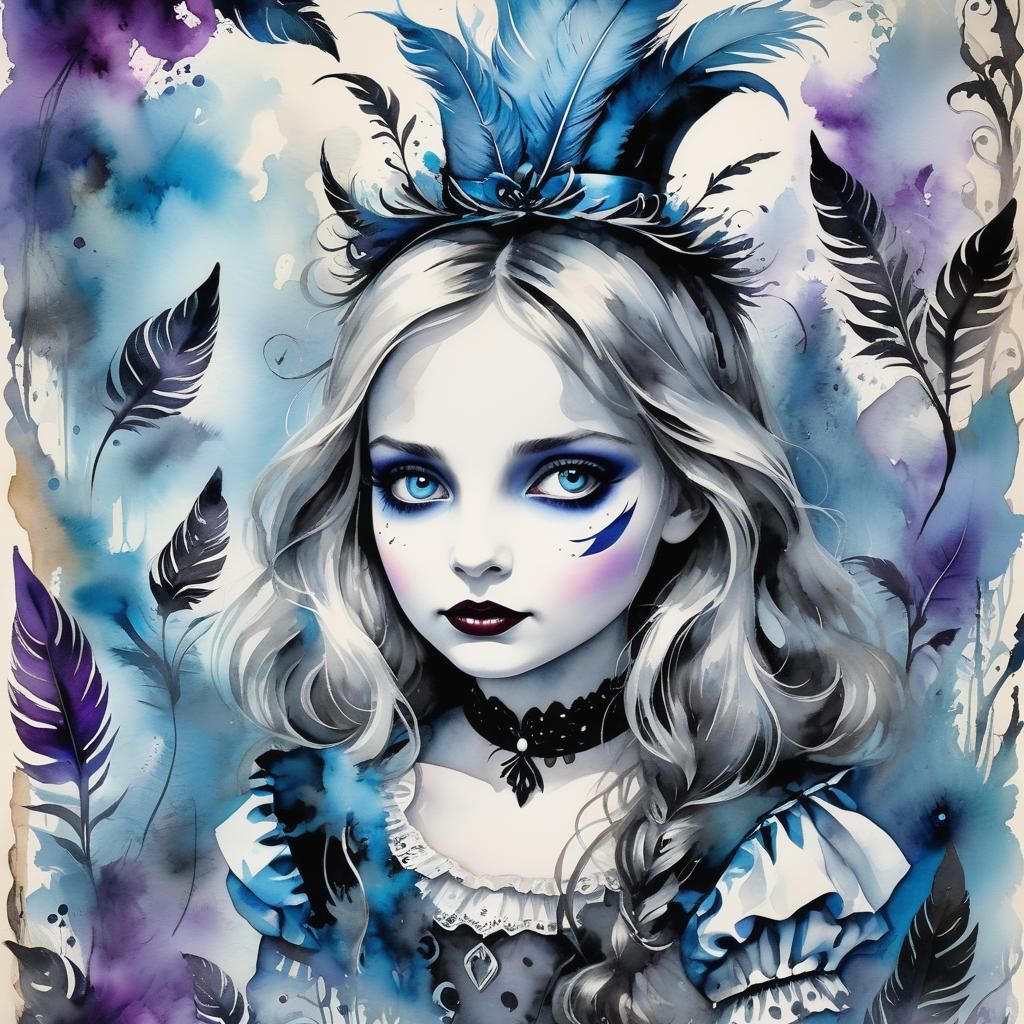 Alice in Wonderland: Gothic Watercolor Illustration