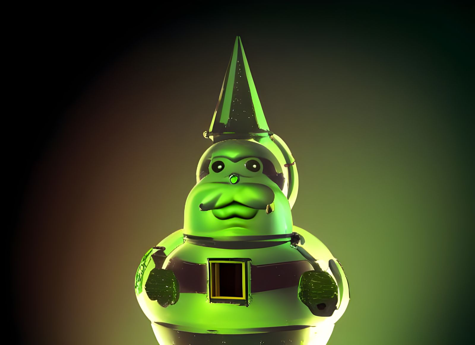 Green Martian Santa Claus in Retro Sci-Fi Style