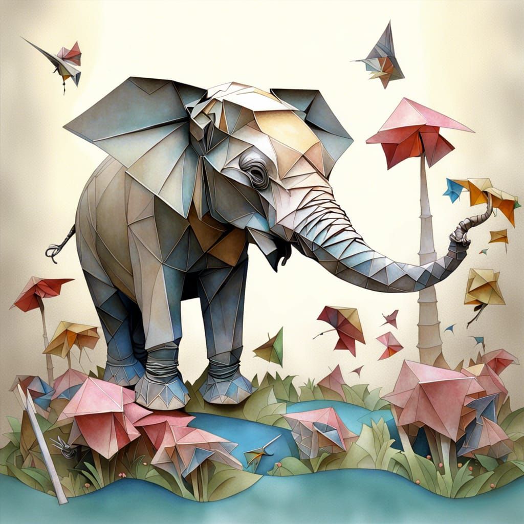 Origami Elephant Inspired by Carnival of the Animals
