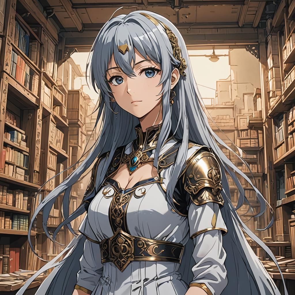 Frightened Anime Girl in Forest, Cel-Shaded Style