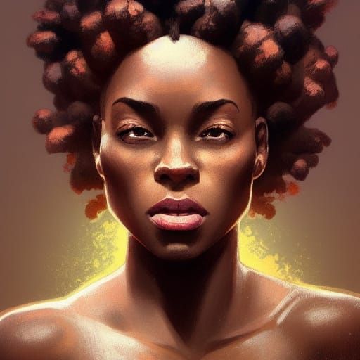 Hyperdetailed Portrait of African American Woman