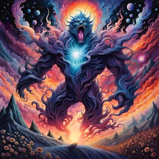 Fantastical Banshee Golem in Detailed Matte Painting