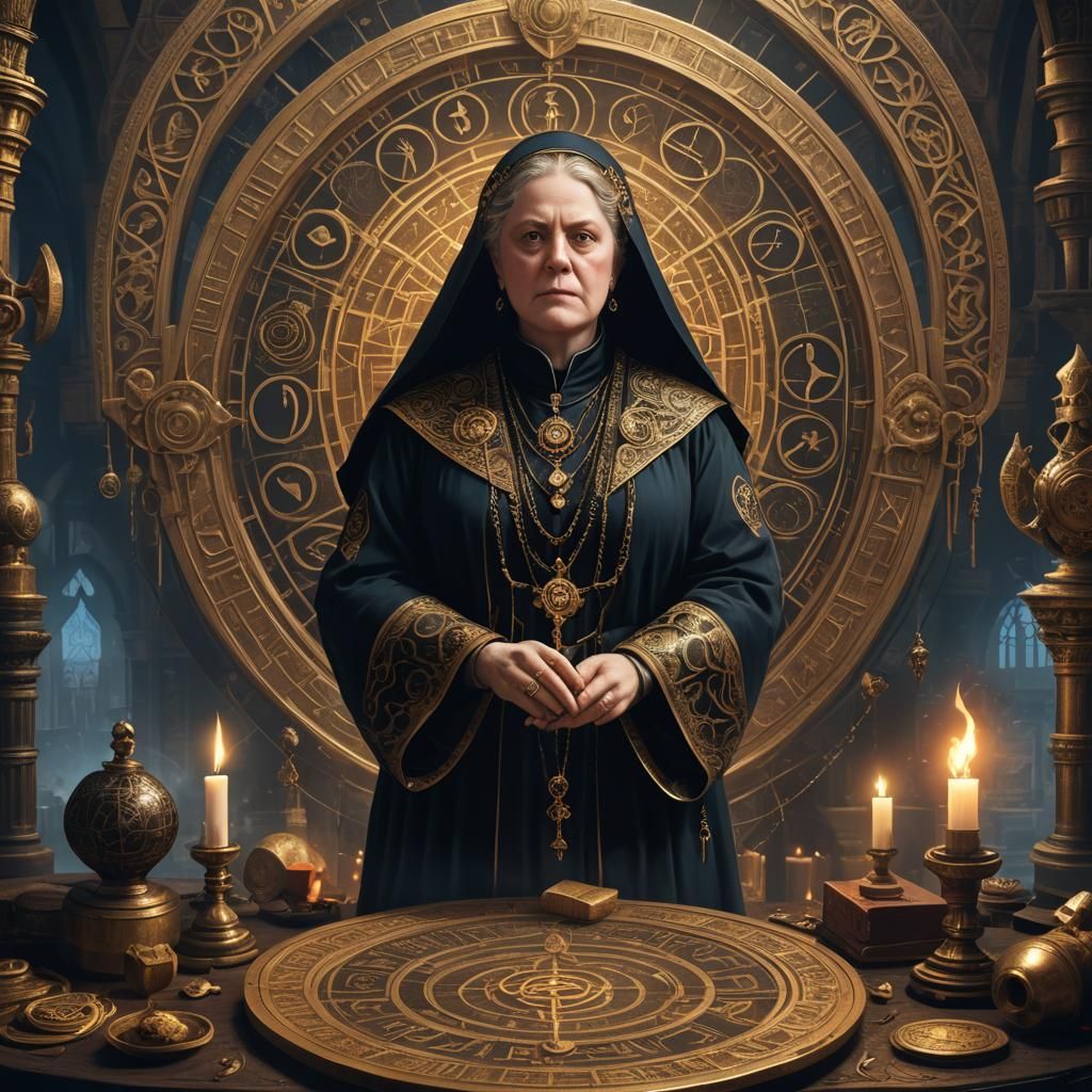 Helena Blavatsky Teaching Occultism in Detailed Matte Painti...