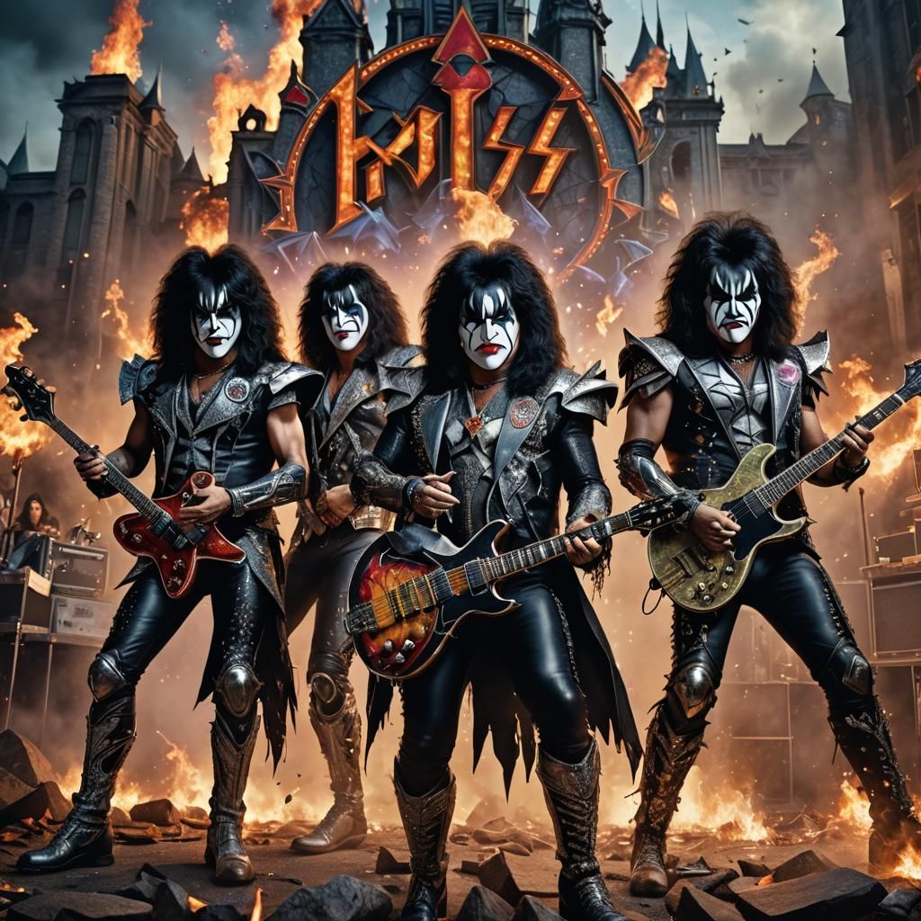 Kiss Band Portrait in Detailed Matte Painting