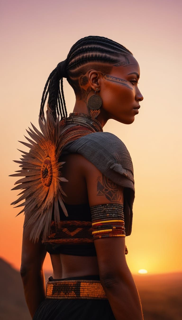 Hyper-Realistic Portrait of a Confident Black Warrior Woman