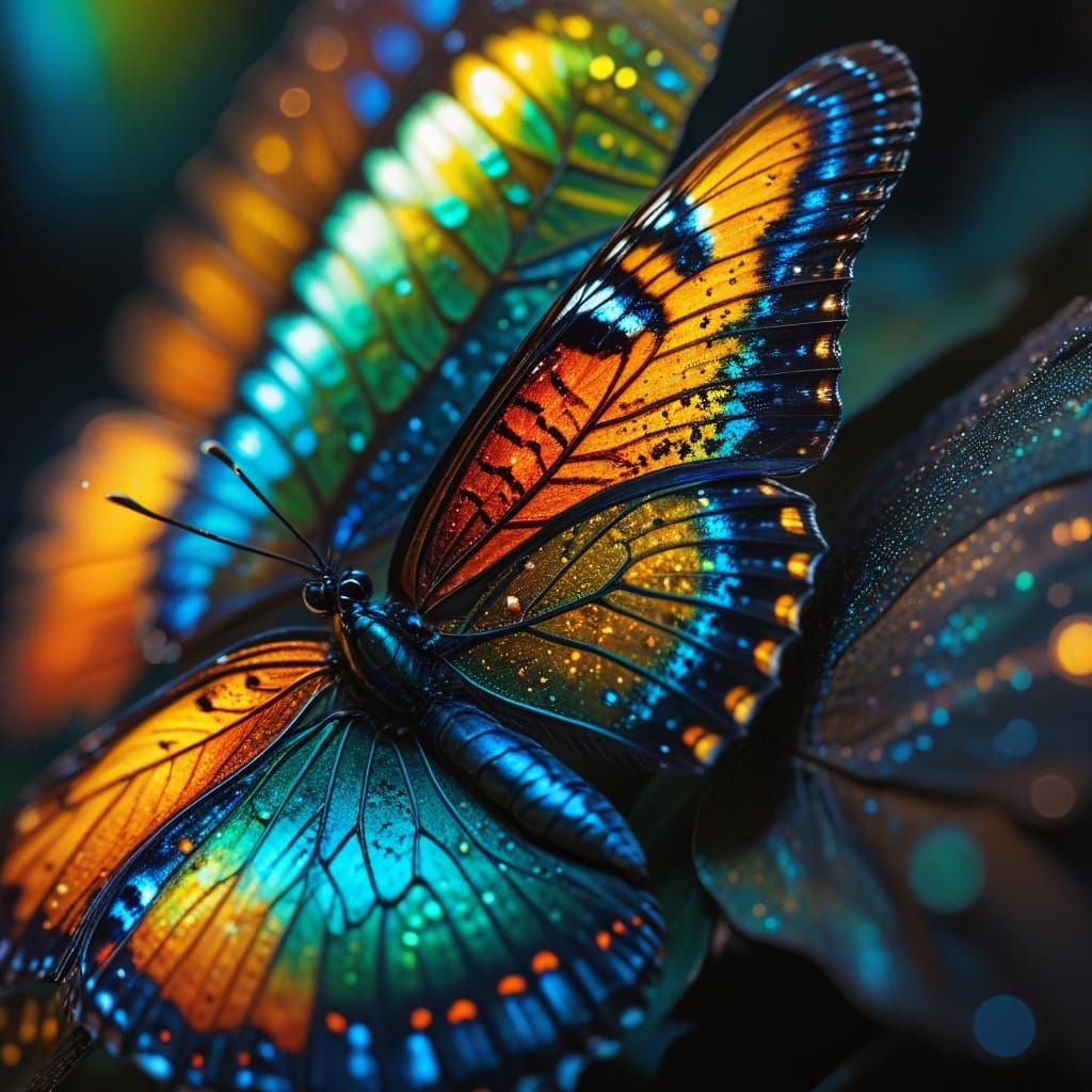 Iridescent Butterfly Wing Optical Illusion in Macro Photogra...