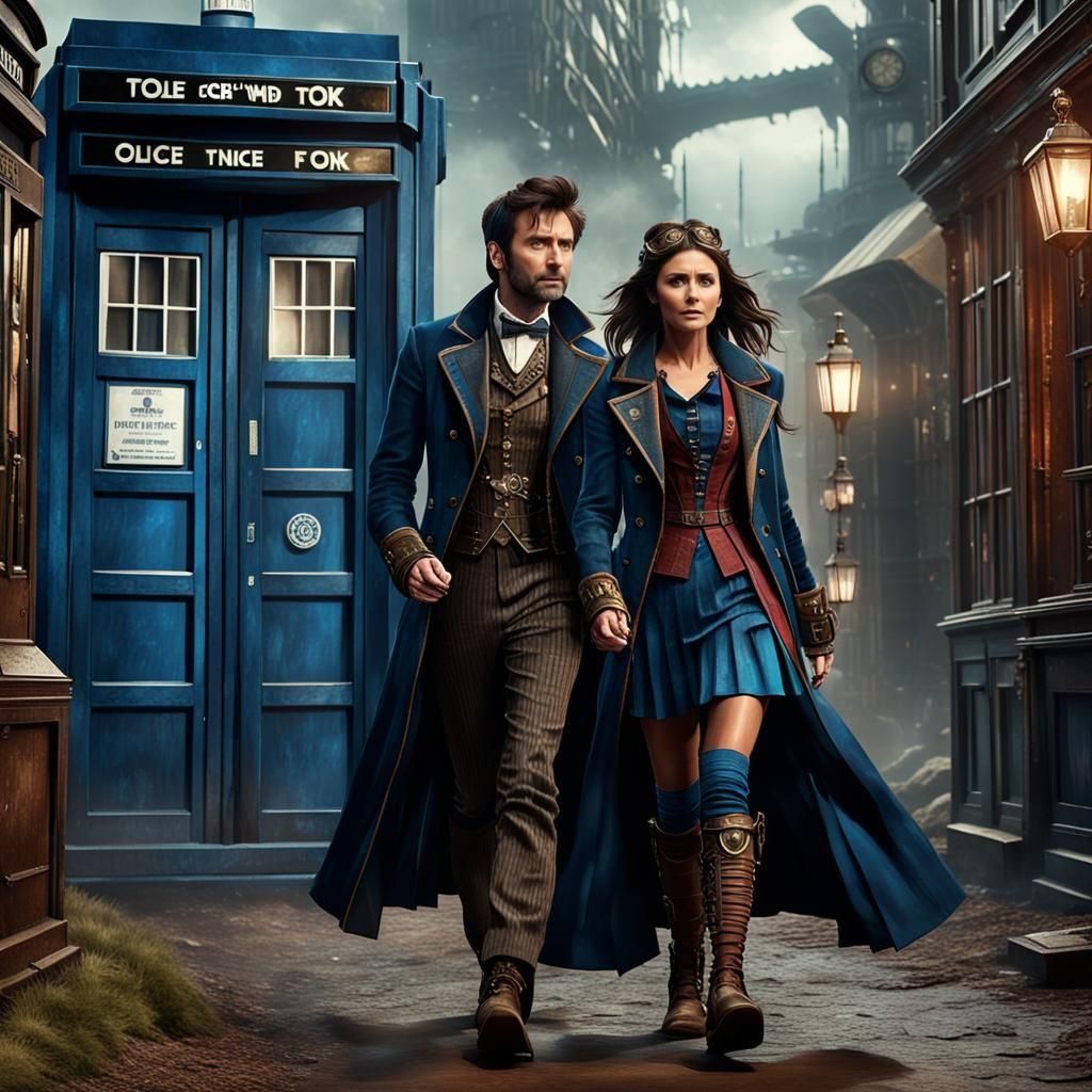 Steampunk Dr. Who with Nina Dobrev in TARDIS