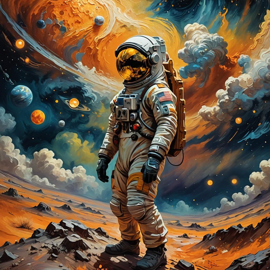 Astronaut on Exoplanet as Impressionist Painting