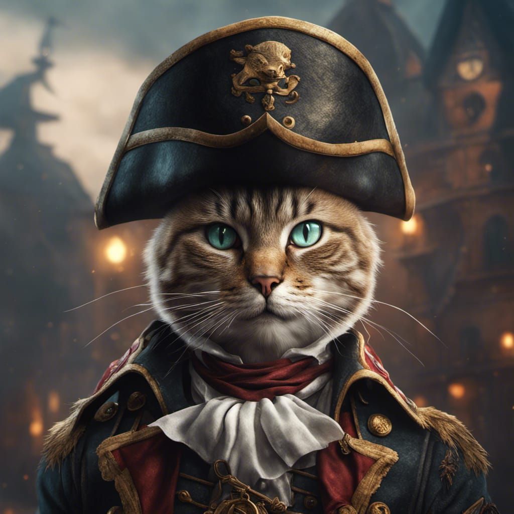 Cat Pirate in Detailed Dark Fantasy Style