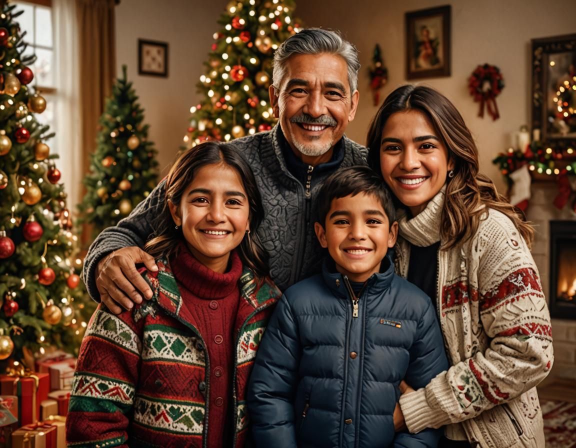 Mexican Family Christmas Portrait in 8k