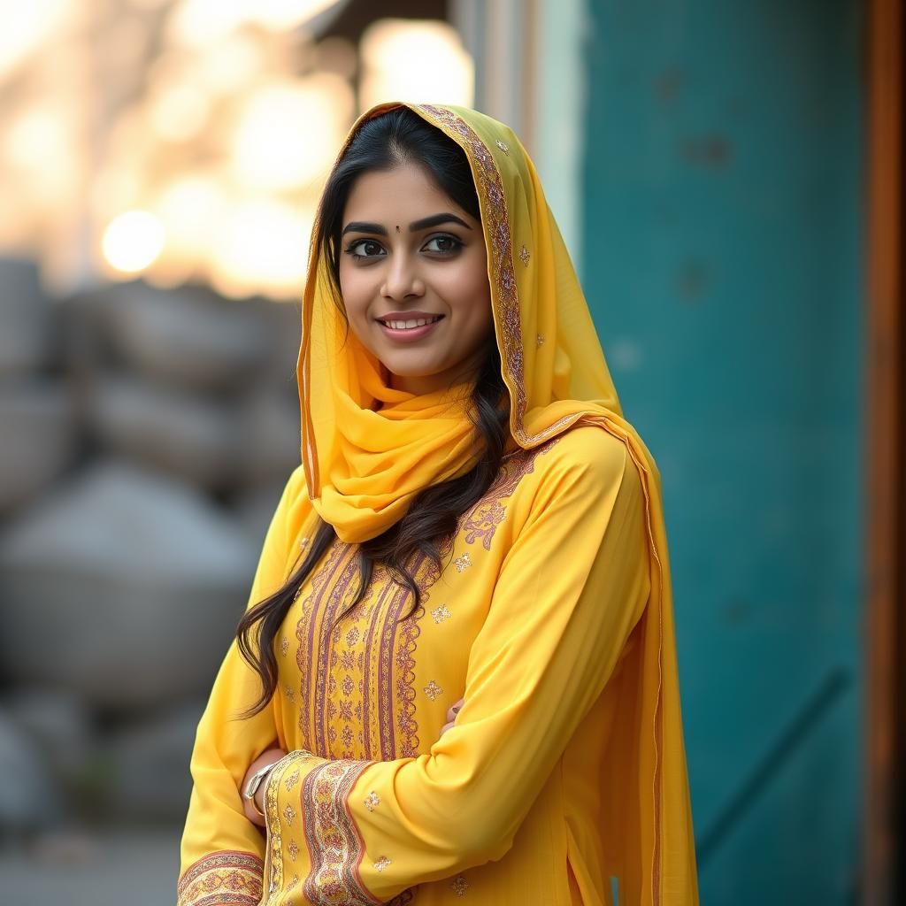 Pakistani Woman in Kameez Shalwar Smiling