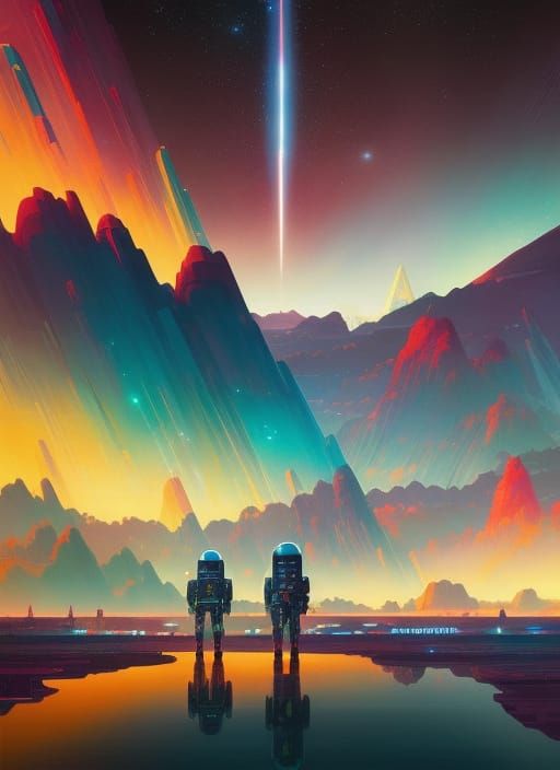 Space City Travel Poster in Synthwave Style