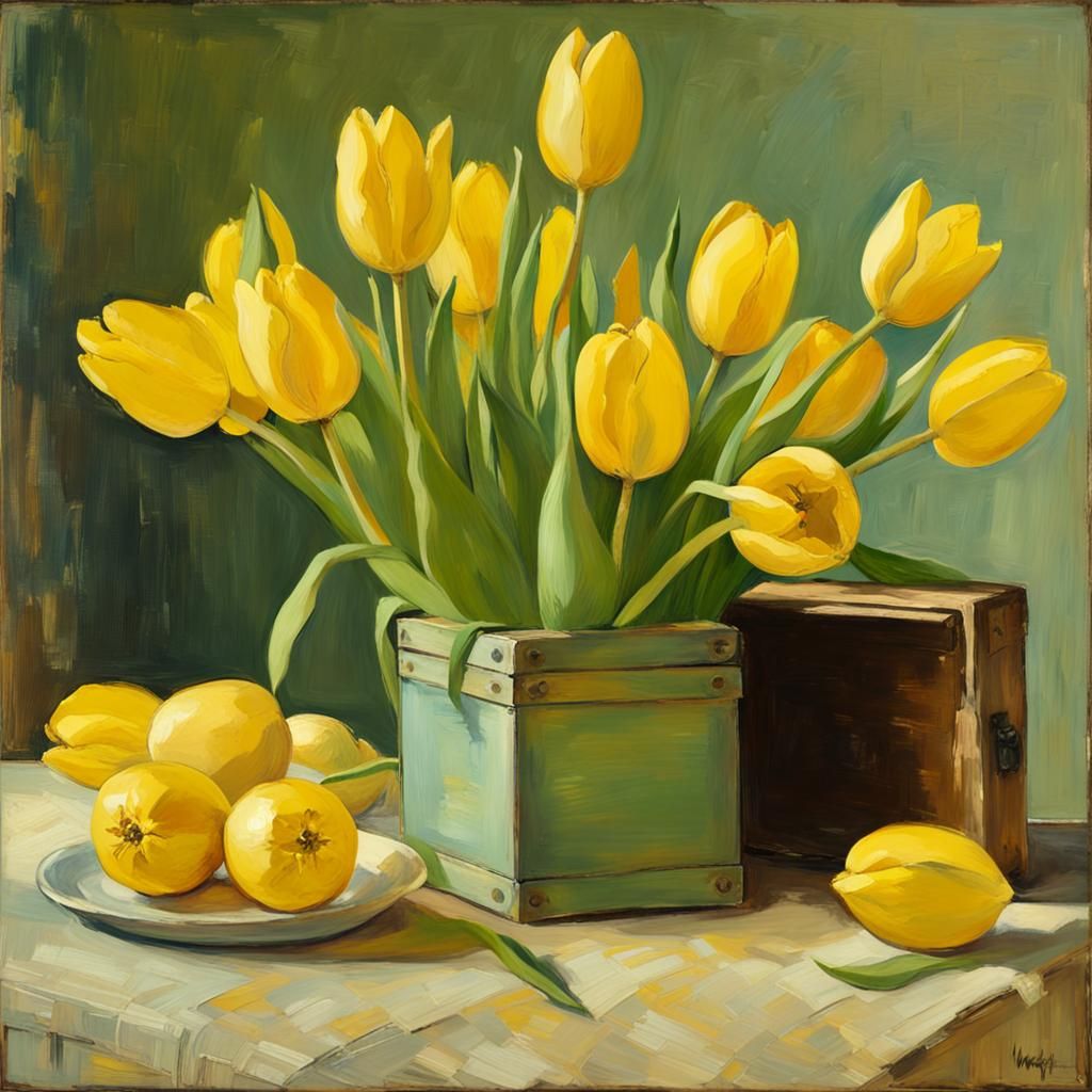 Yellow Tulips Carrying Lemons: Impressionist Summer