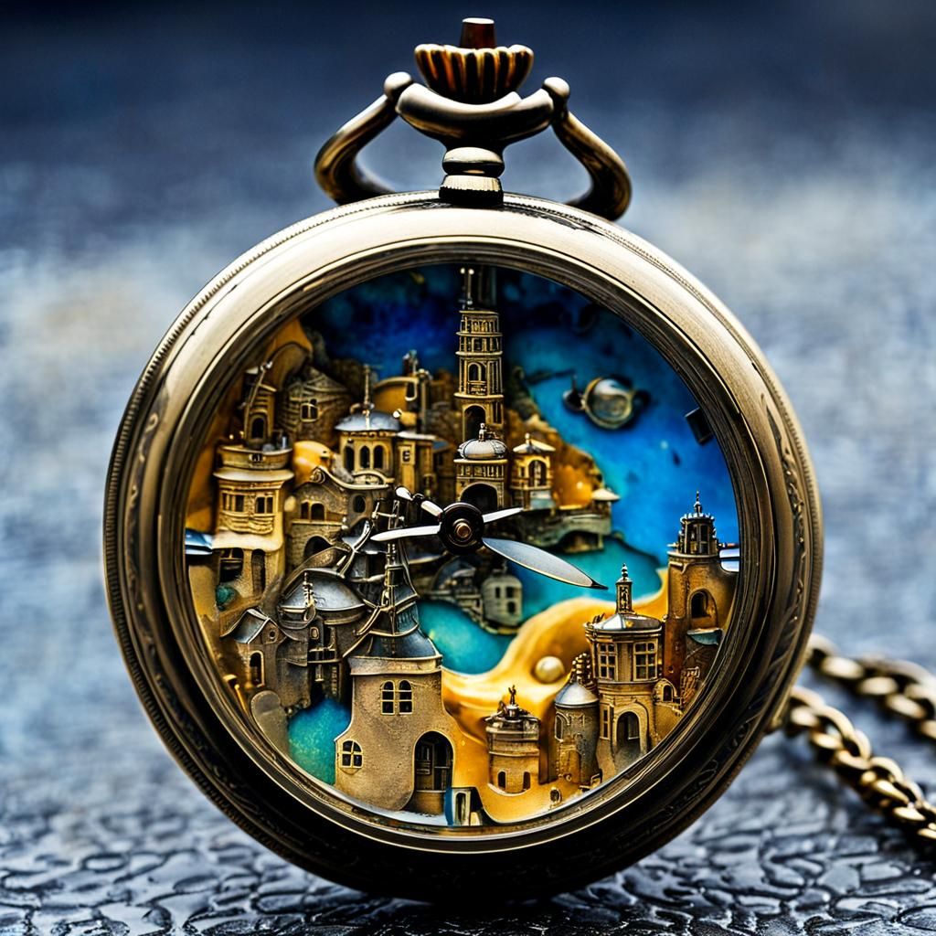 tiny city nestled inside a pocket watch