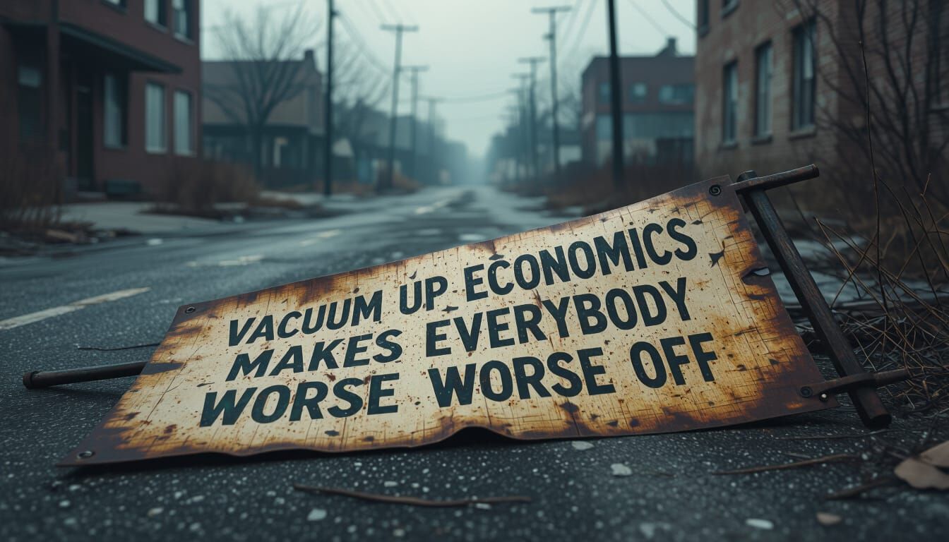 Desolate Street: Abandoned Warning Banner in Hyperrealistic ...