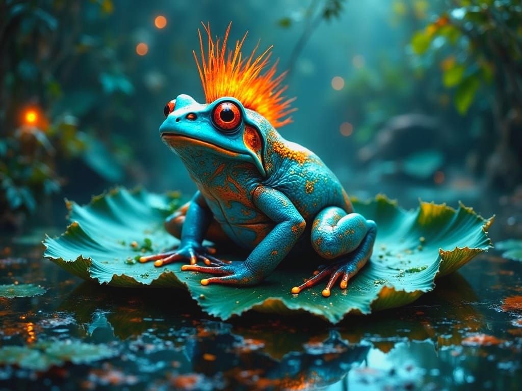 Bioluminescent Frog in Amazon Grotto, Fantasy Art