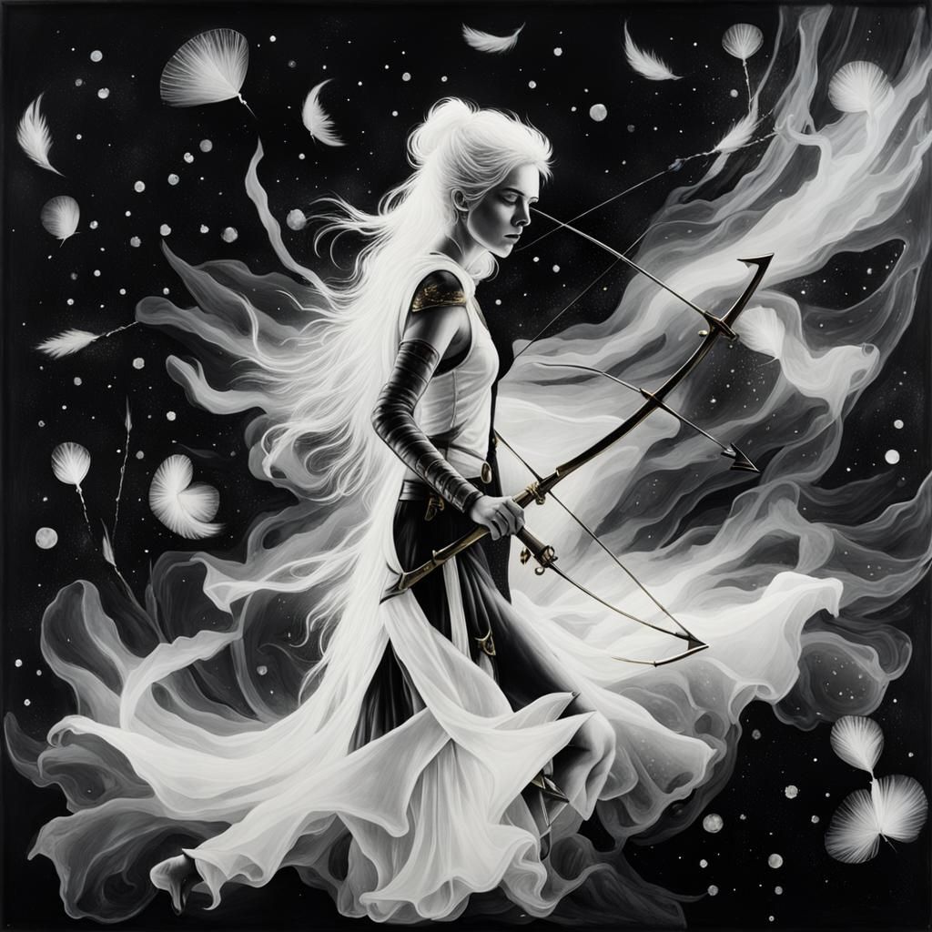 Bioluminescent Archer Girl in Cloisonné Chiffon