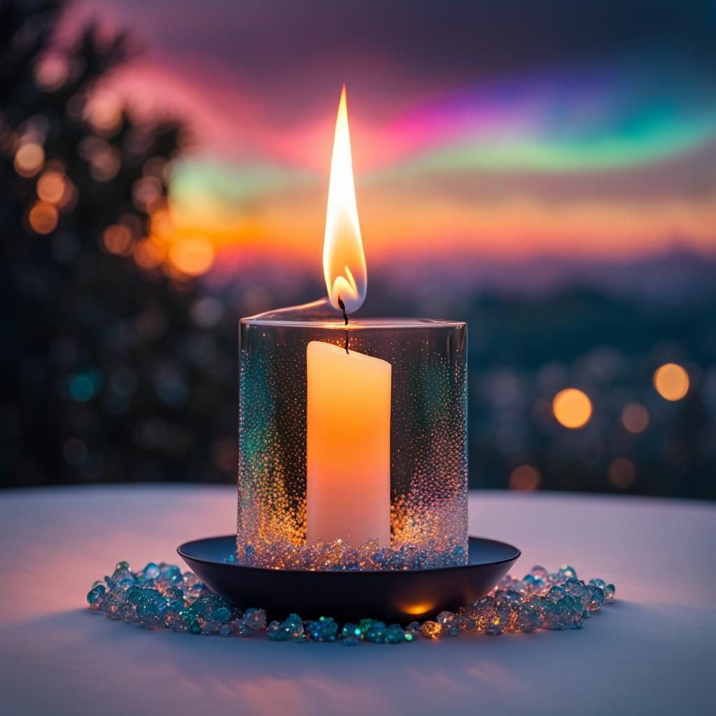 Holographic Fire Sculpture Candle Art