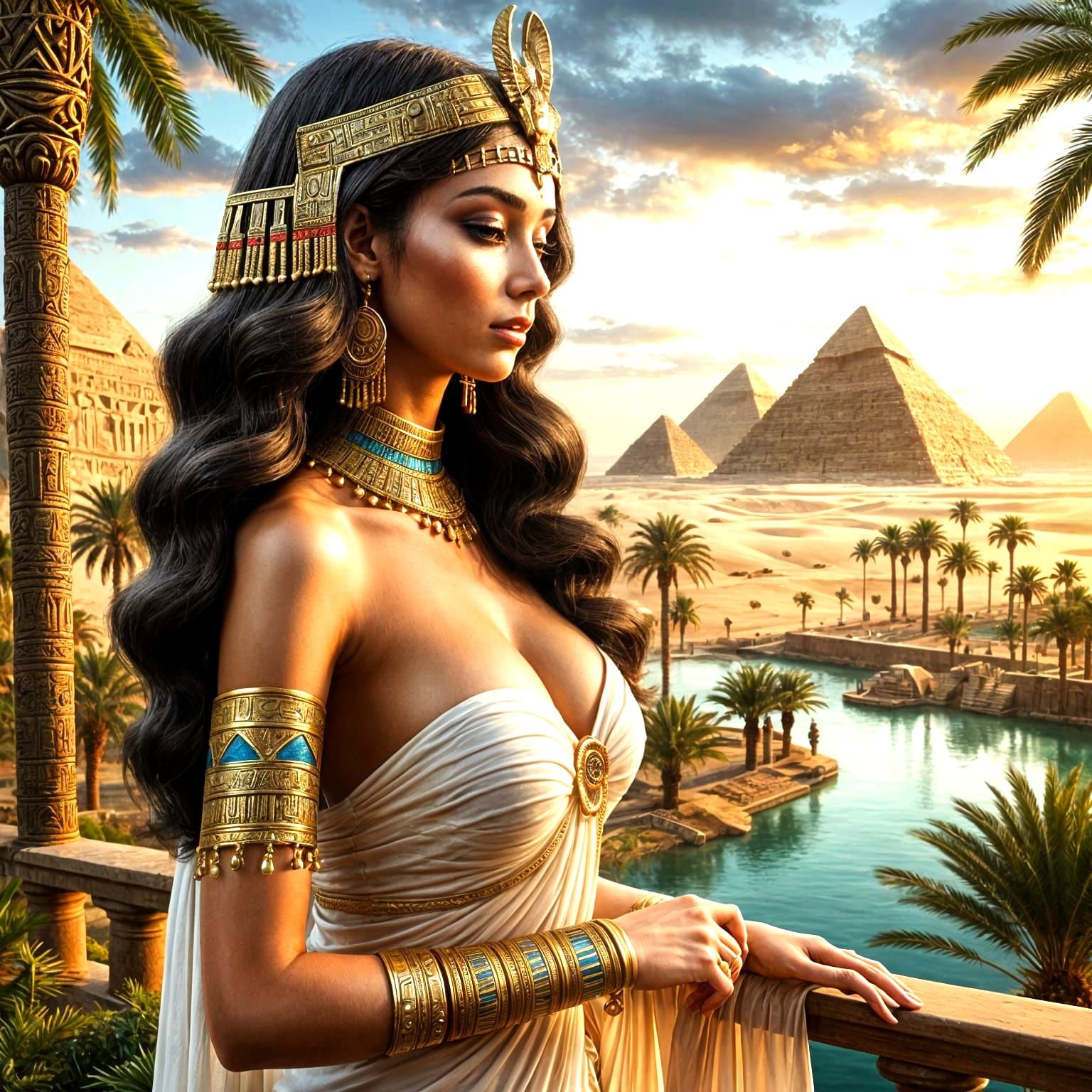 Cleopatra: Egyptian Queen in Art Nouveau Style