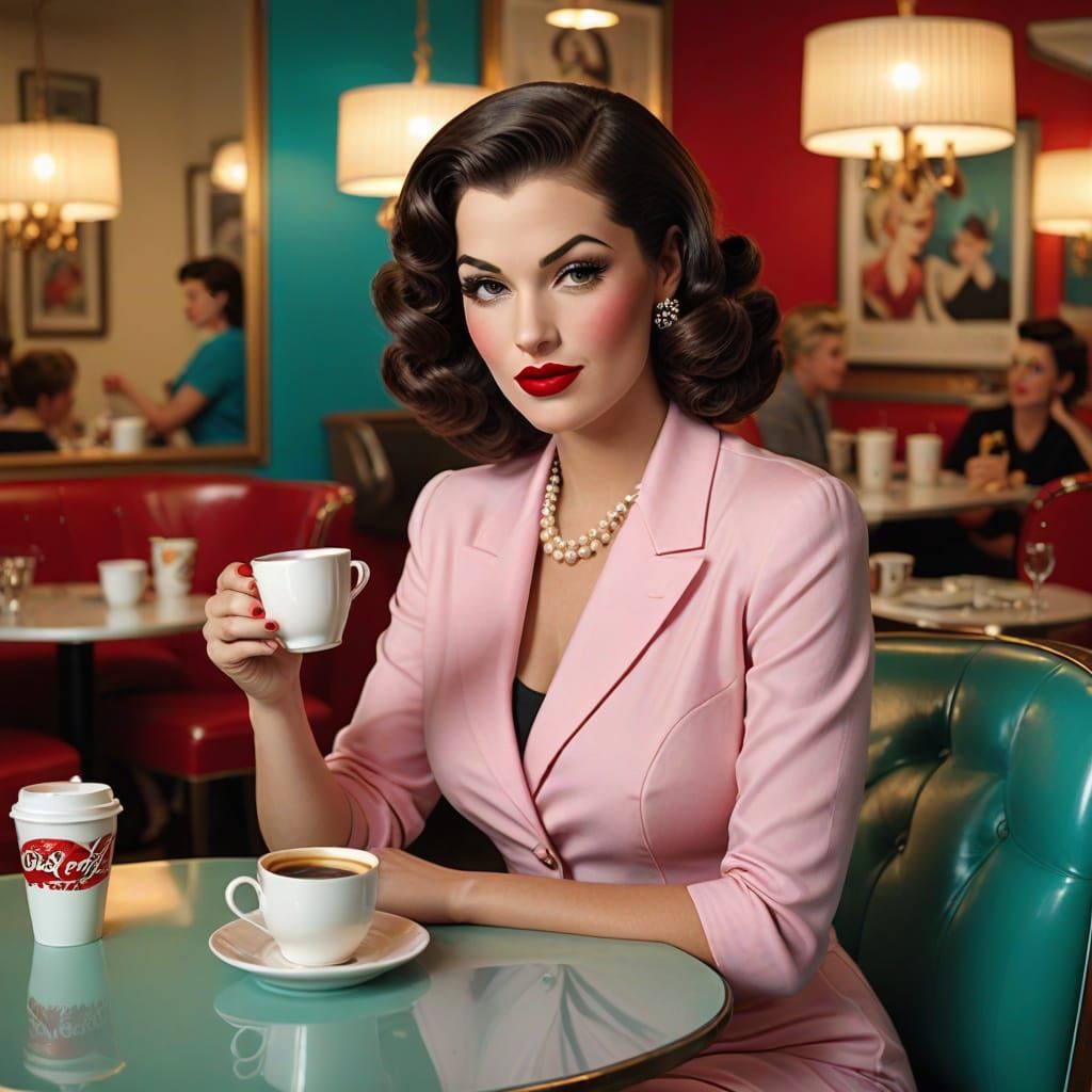 Vintage-Inspired Pin-Up in Pop Art Style