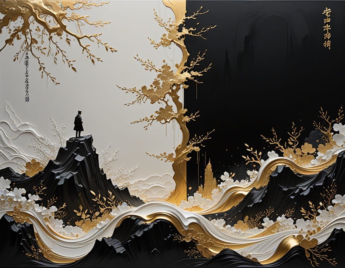 Futuristic City Figure Remaking Memories in Decorative Art S...