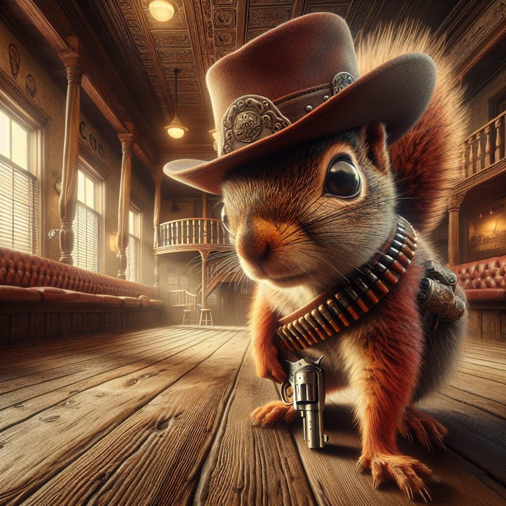 Squirrel Gunslinger in Saloon: Matte Painting