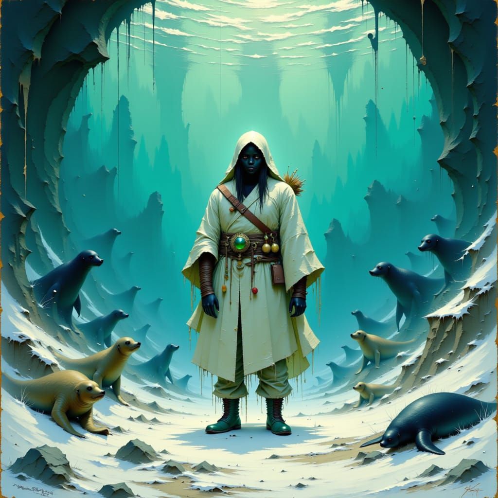 Agloolik in Inuit Attire Beneath the Ice