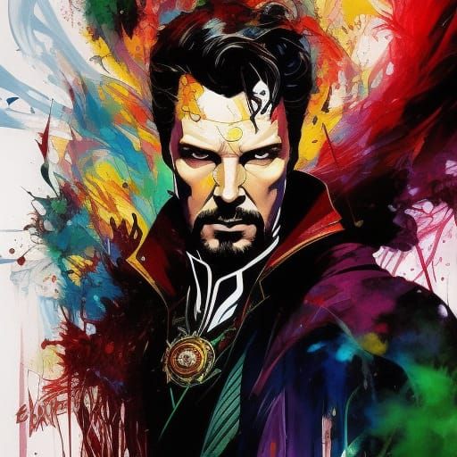 Doctor Strange Ink Splash Art in 3D