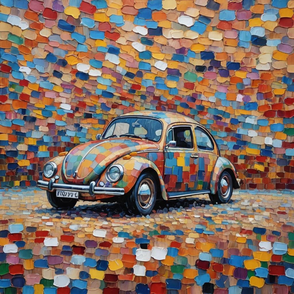 Volkswagen Beetle in Expressionist Oil Painting Style