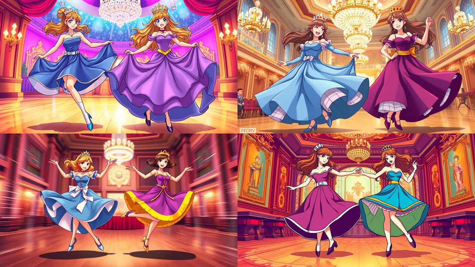 Cartoon Princesses Tap Dancing at High Speed