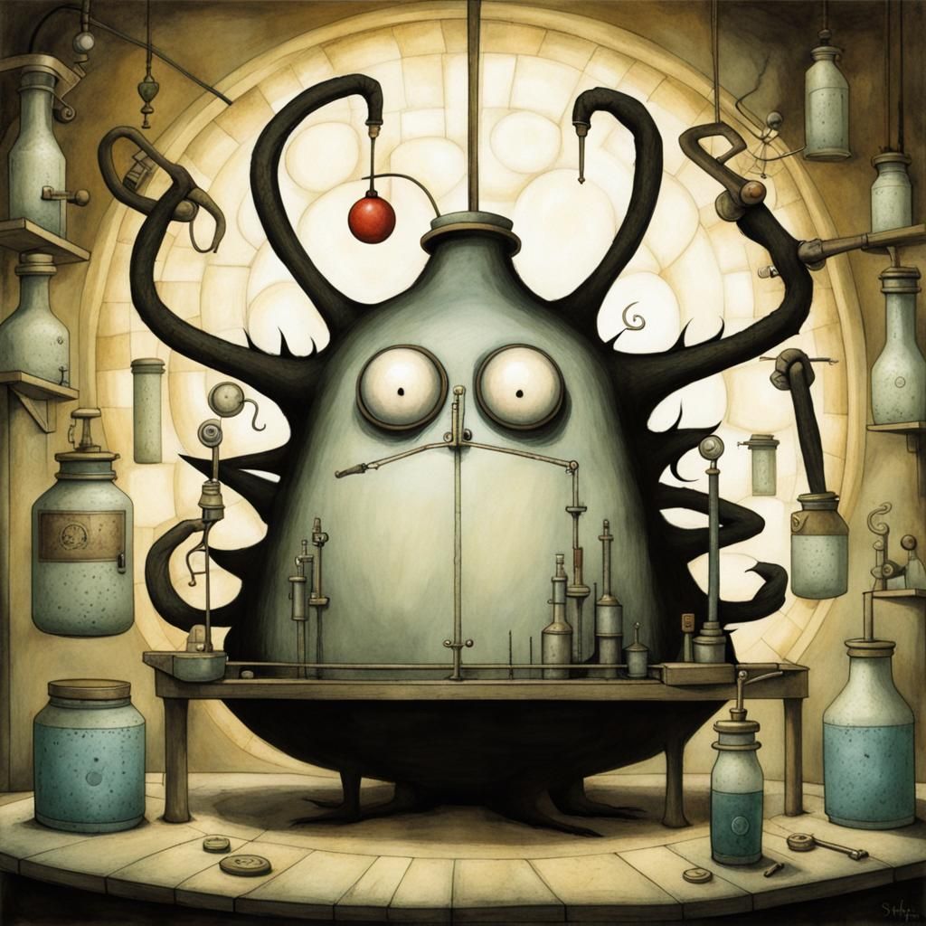 Mad Scientist in Laboratory, Gothic Horror Style