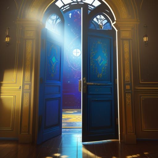 Heavenly Doorway in Hyperrealistic Splash Art
