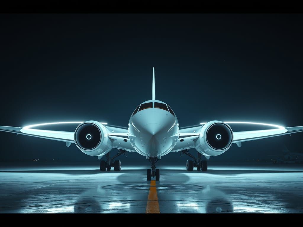 Aircraft Turbine on Polished Metal Base