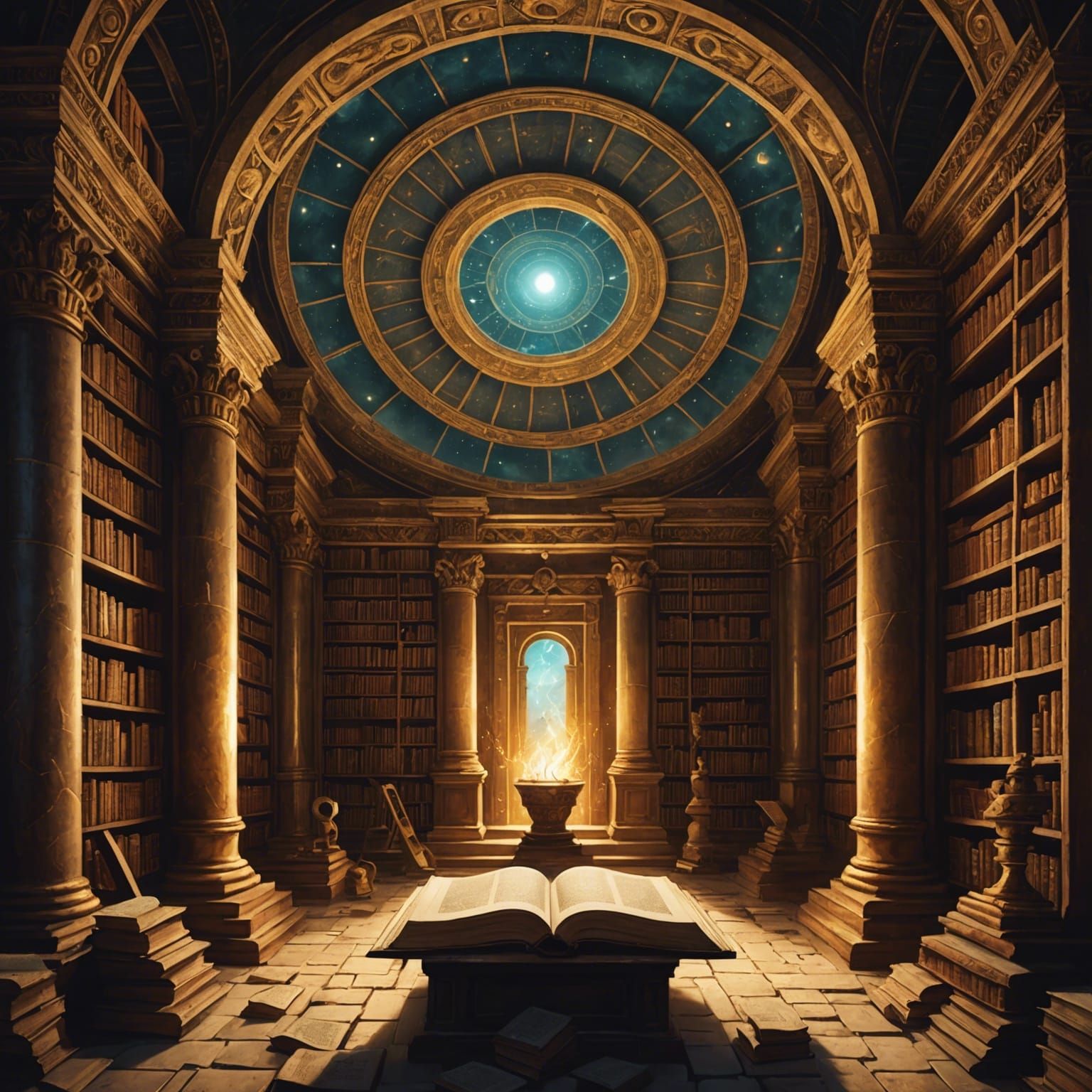 Mystical Ancient Library of Divine Lore
