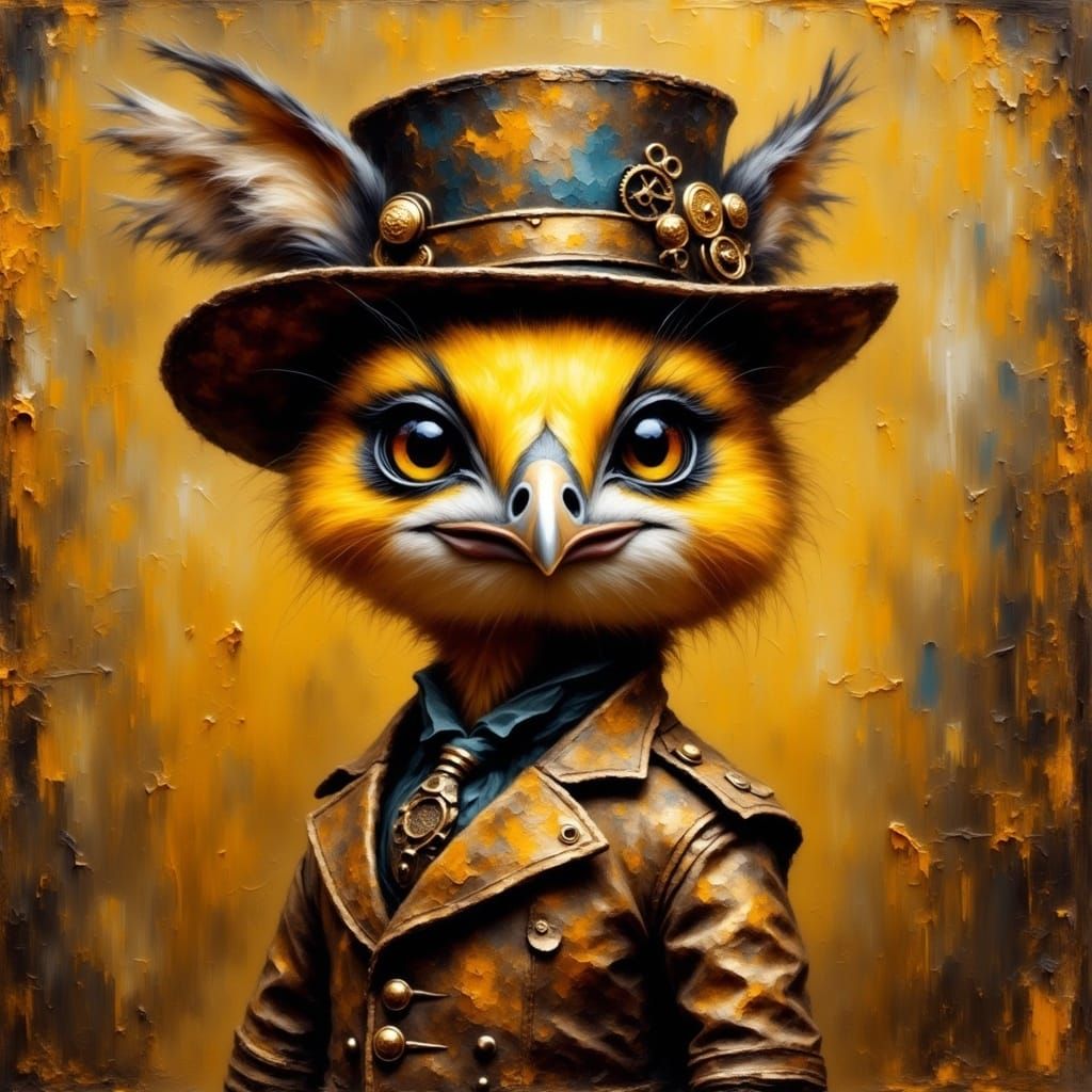 Elegant Steampunk Canary in Victorian Attire